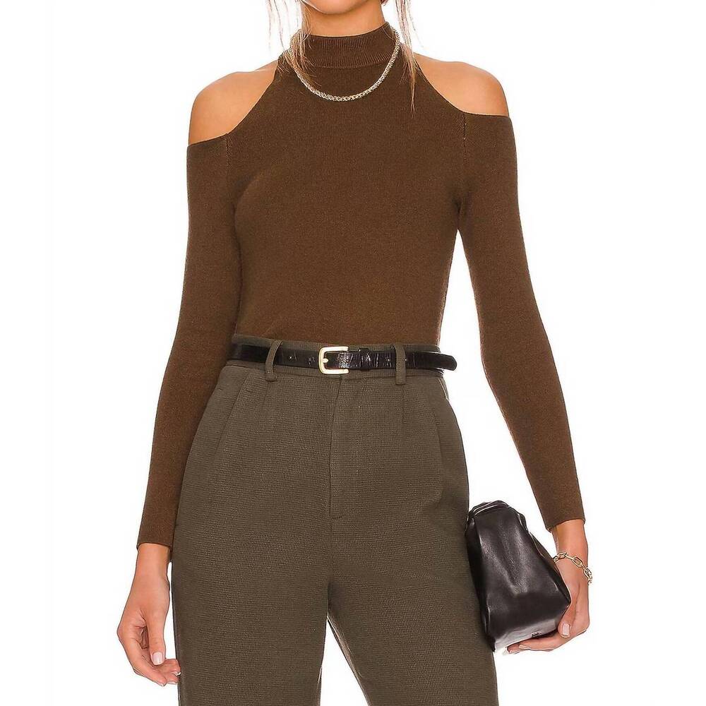 NEW MONROW supersoft cold shoulder top in moss